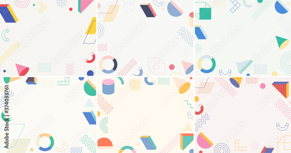 A pattern background in which various shapes are randomly scattered. flat design style minimal vector illustration.