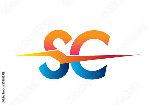 Letter SC logo with Lightning icon, letter combination Power Energy Logo design for Creative Power ideas, web, business and company.