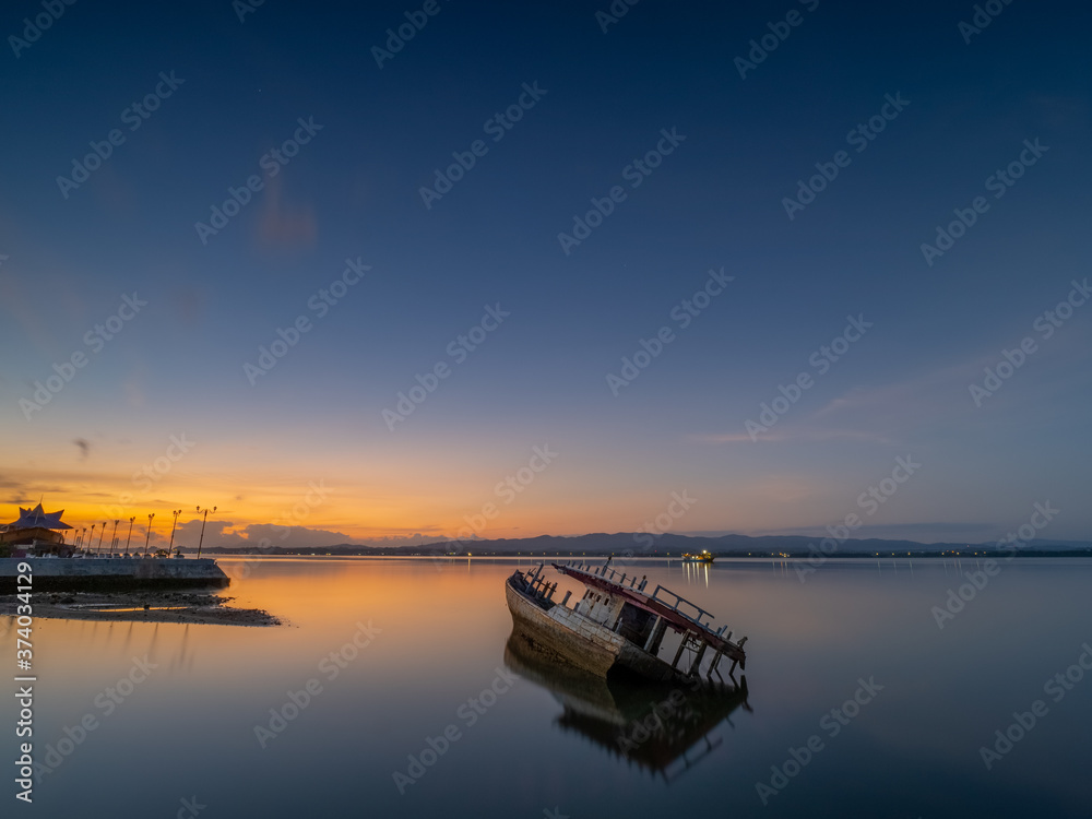 boats at sunset