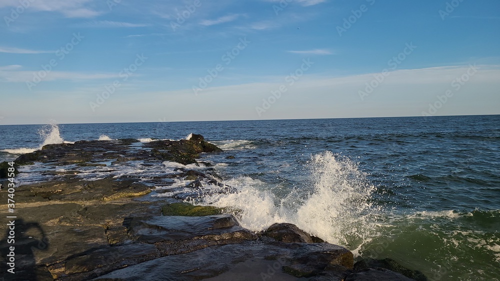 Landscape, crashing on rocks,ocean,  beach 