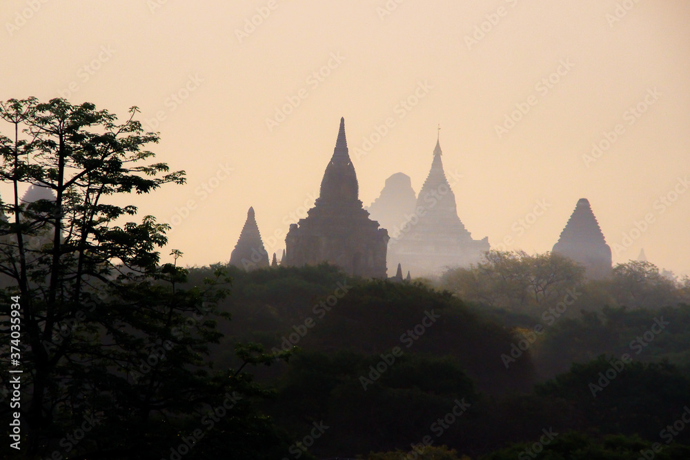 Beautiful ancient Buddhist temples, pagodas and stupas Bagan Myanmar Burma