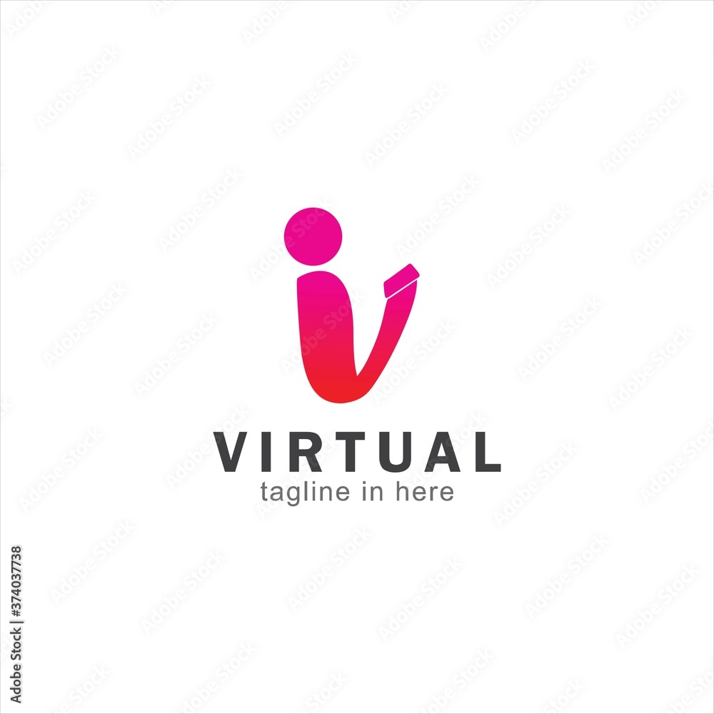 Stock Vector Initial V Letter Like Human Icon Logo Design for Any Purposes Stock Vector Initial V Letter Like Human Icon Logo Design for Any Purposes