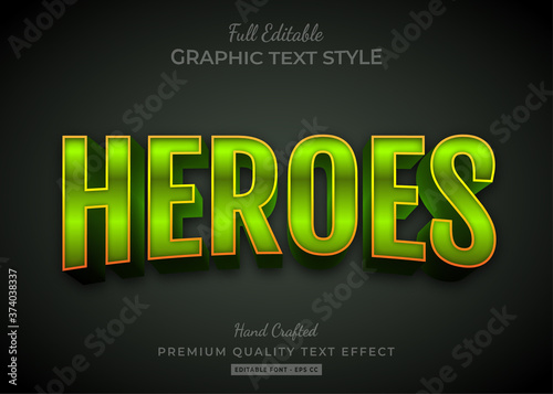 Heroes Green 3D Text Style Effect