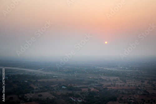 Hot air balloon sunrise flight over Bagan, stunning views and panoramas, Myanmar Burma © Stella Kou