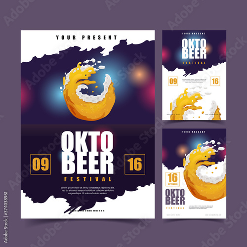Beer Splash For Poster Oktoberfest Design Collection