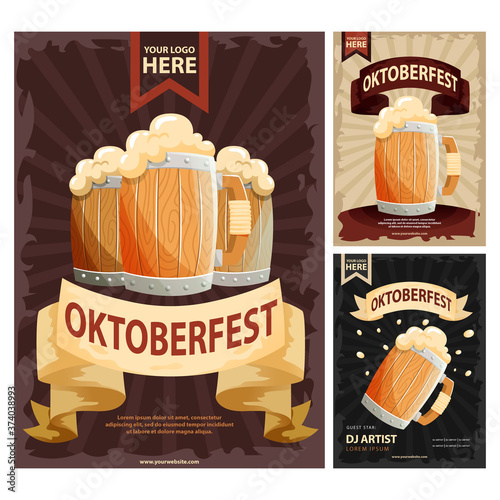Wooden Mug Of Beer For Oktoberfest Poster Design