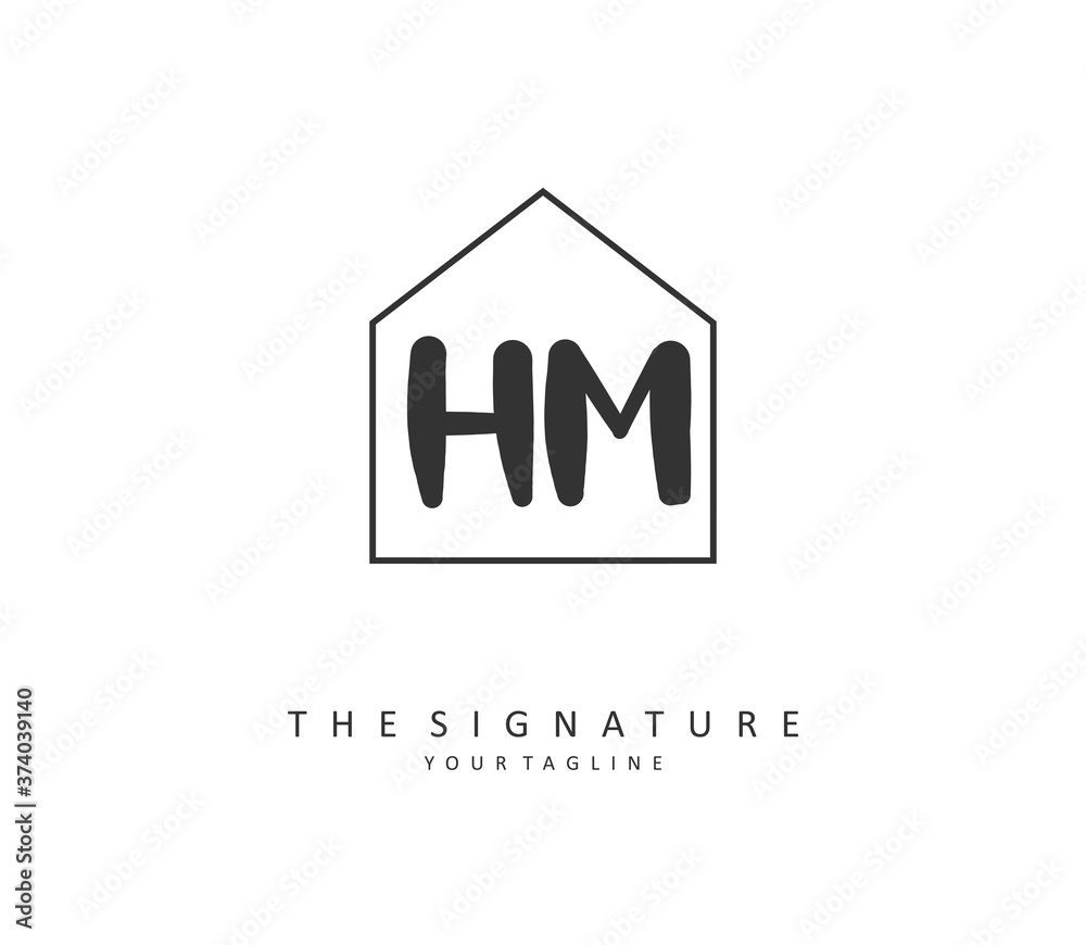 H M HM Initial letter handwriting and signature logo. A concept handwriting initial logo with template element. H M HM Initial letter handwriting and signature logo. A concept handwriting initial logo with template element.