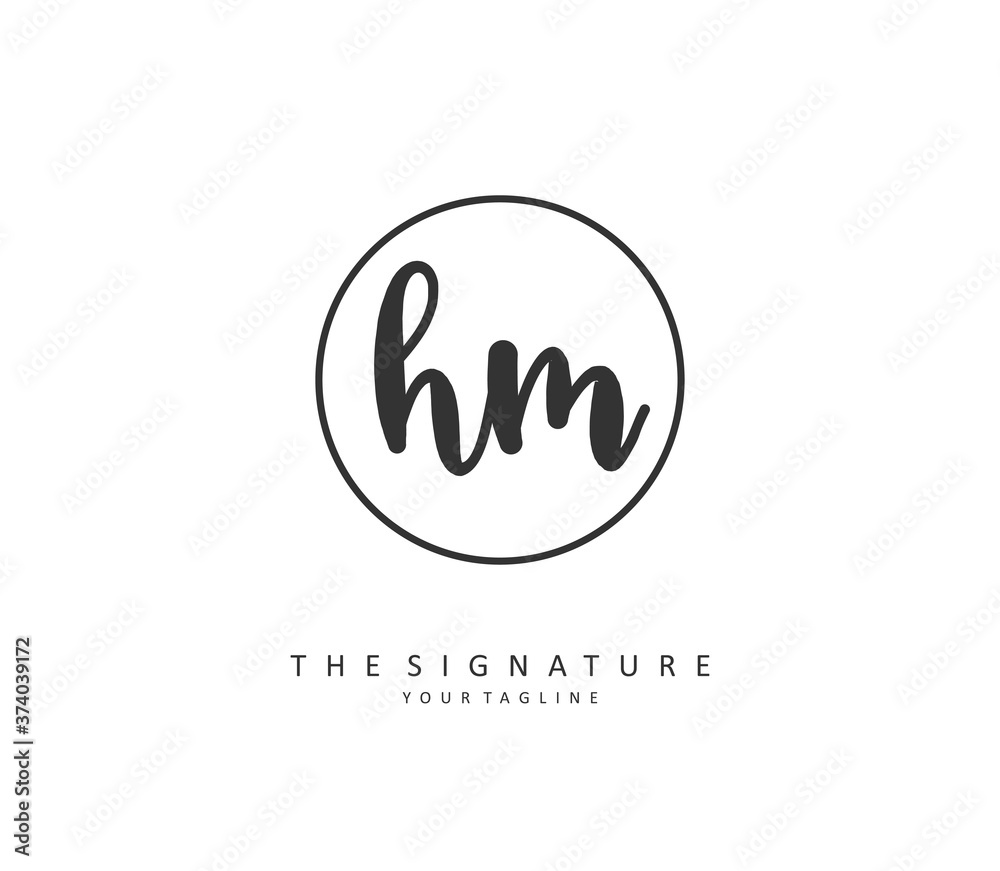 H M HM Initial letter handwriting and signature logo. A concept handwriting initial logo with template element. H M HM Initial letter handwriting and signature logo. A concept handwriting initial logo with template element.