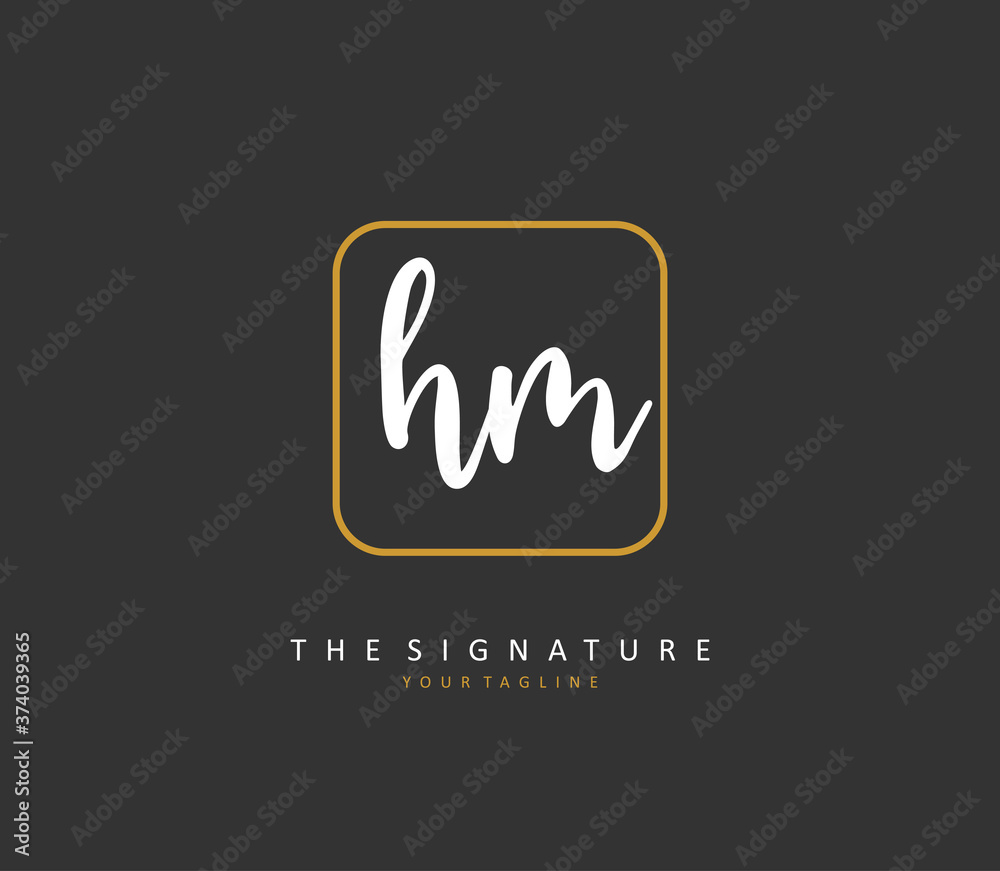 H M HM Initial letter handwriting and signature logo. A concept handwriting initial logo with template element. H M HM Initial letter handwriting and signature logo. A concept handwriting initial logo with template element.