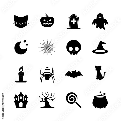 ハロウィンのイラストアイコン(ブラック)