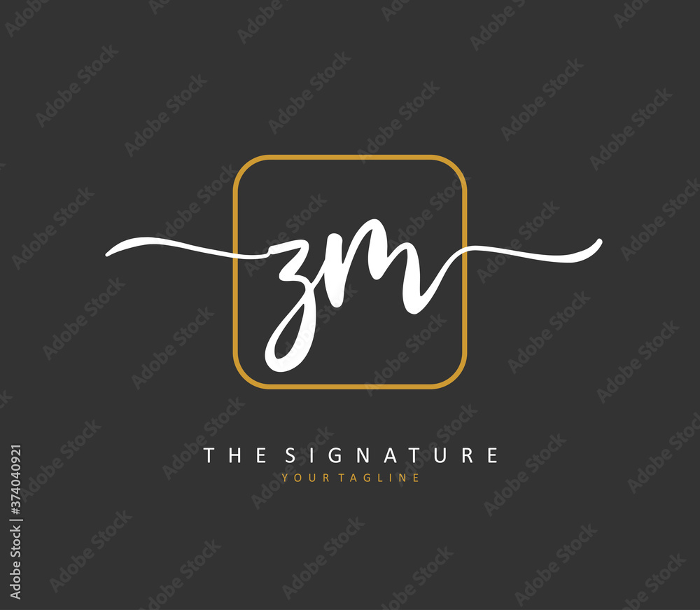 Z M ZM Initial letter handwriting and signature logo. A concept handwriting initial logo with template element. Z M ZM Initial letter handwriting and signature logo. A concept handwriting initial logo with template element.