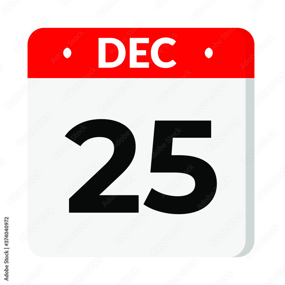 25 December calendar icon - obrazy, fototapety, plakaty 