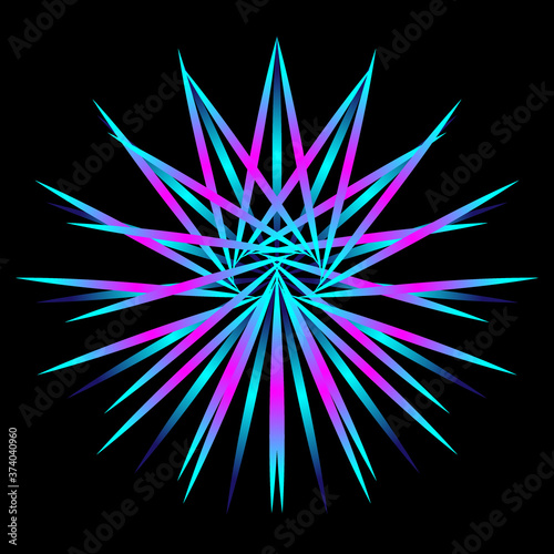 Abstract fractal pattern in the shape of a starlight. fractal starlight ornament.