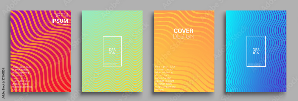 Minimal covers design. Geometric halftone gradients. Vector illustration of bright color abstract pattern background with line gradient texture for minimal dynamic cover design. - obrazy, fototapety, plakaty 