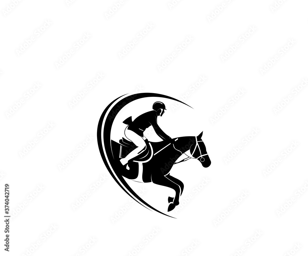 Player horse icon logo design template