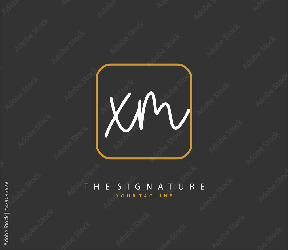 X M XM Initial letter handwriting and signature logo. A concept handwriting initial logo with template element.