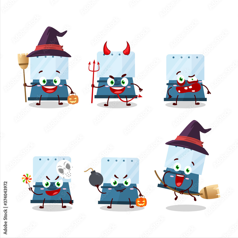 Halloween expression emoticons with cartoon character of automatic espresso coffee Halloween expression emoticons with cartoon character of automatic espresso coffee