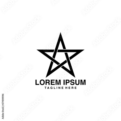 abstract star symbol line art style logo design vector template 