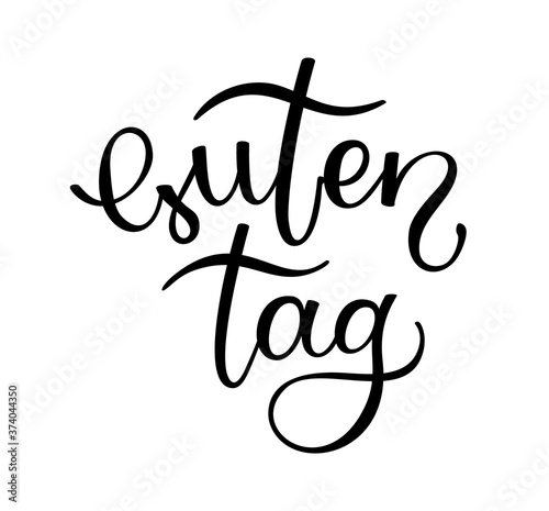 Hand lettering Good day. German letters. Template for card, poster, print.