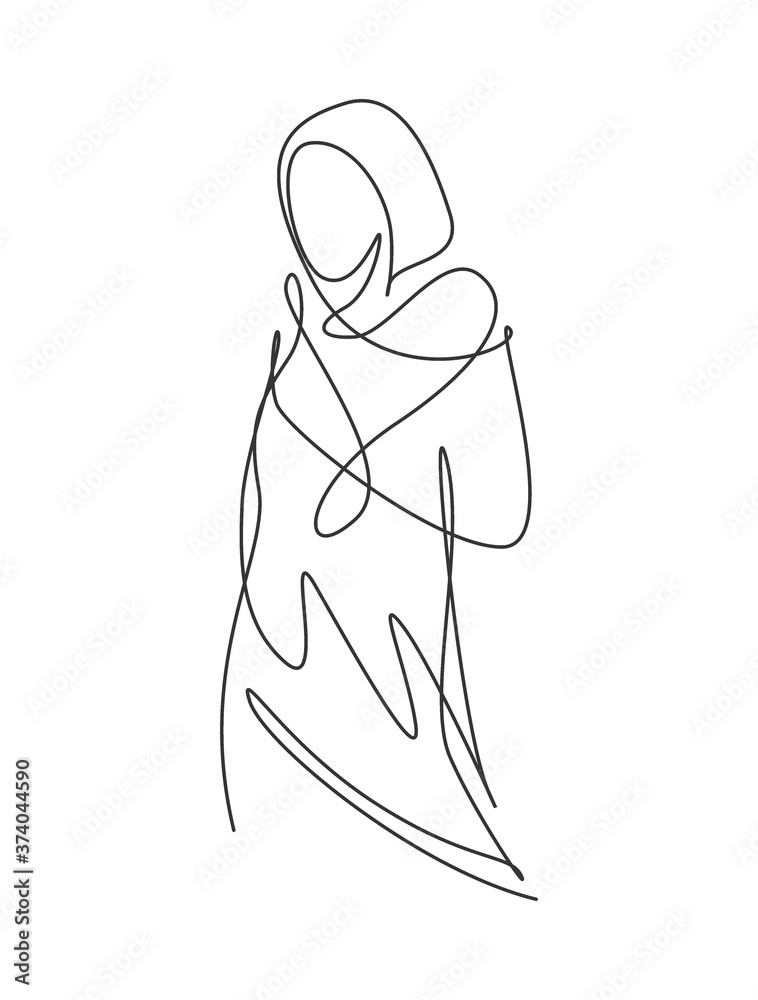 One continuous line drawing beauty woman feminine face abstract portrait print. Modern minimalism female silhouette art style concept. Dynamic single line draw graphic design vector illustration One continuous line drawing beauty woman feminine face abstract portrait print. Modern minimalism female silhouette art style concept. Dynamic single line draw graphic design vector illustration