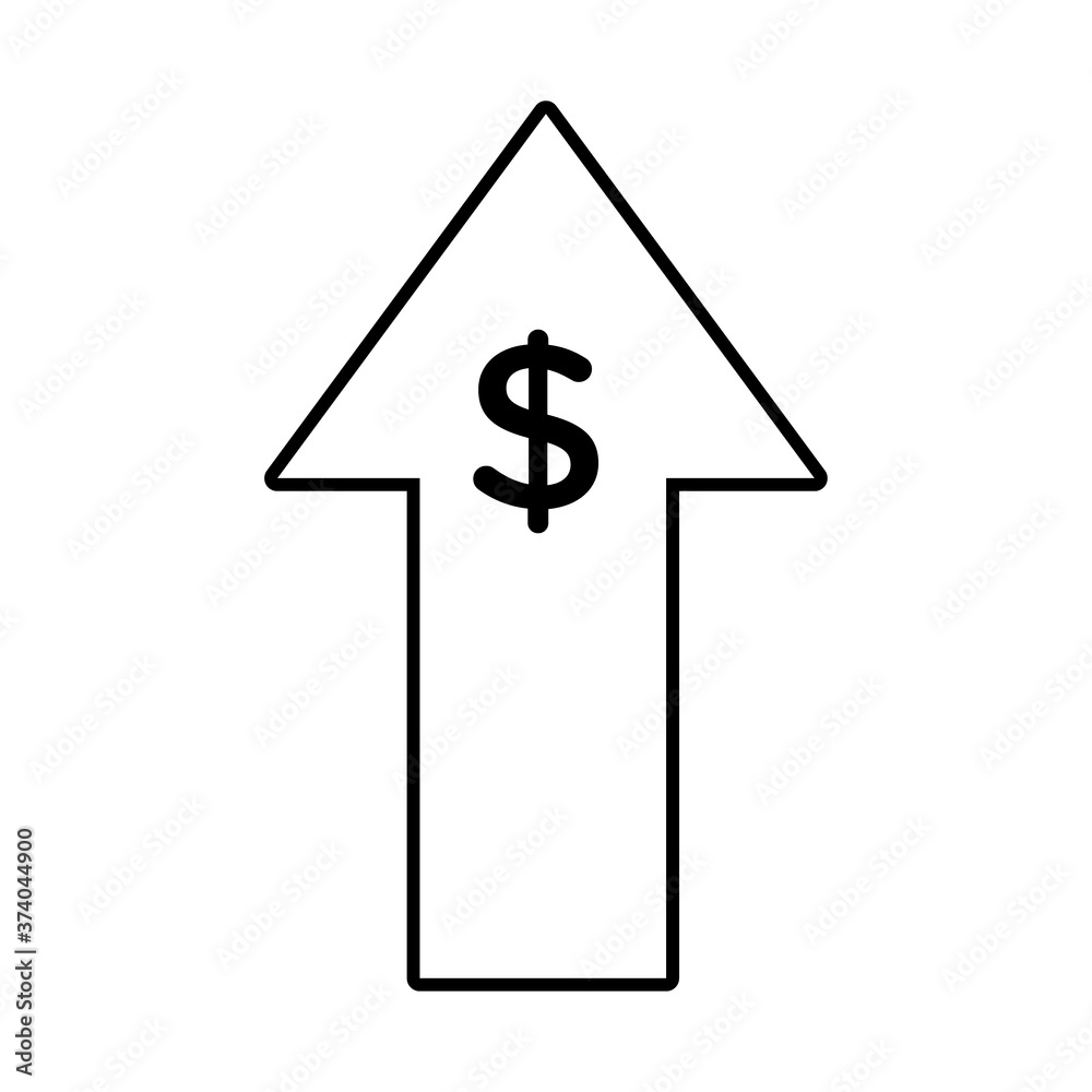 arrow up with dollar money symbol line style icon arrow up with dollar money symbol line style icon