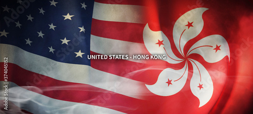Canvas Print US and HK Flag.
Global Business Concept Flag Background.