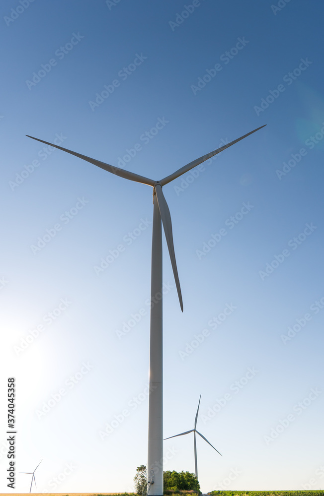 Close up of Wind turbine producing alternative energy Close up of Wind turbine producing alternative energy