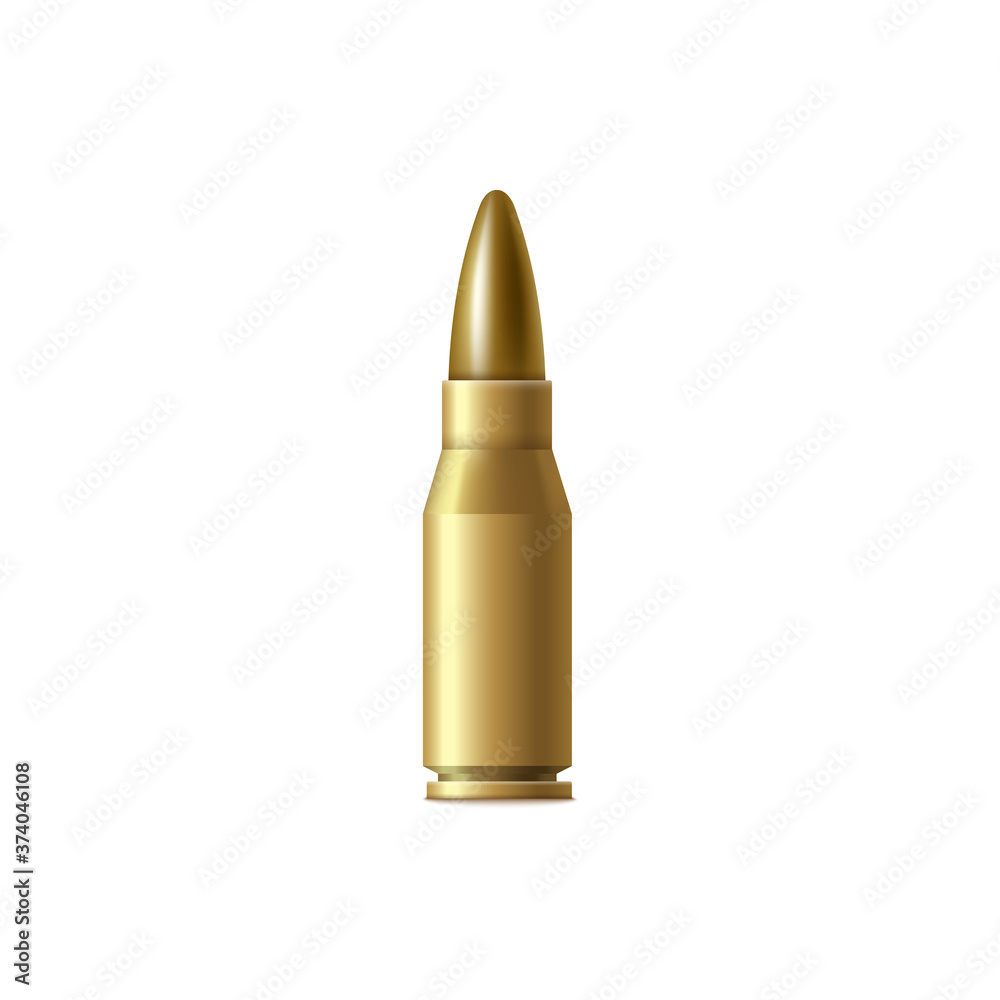 Hunting rifle bullet cartridge calibre, realistic vector illustration isolated. Hunting rifle bullet cartridge calibre, realistic vector illustration isolated.
