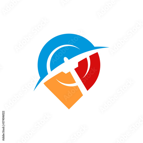 Mining logo template with Point. Stylish monochrome vector illustration.