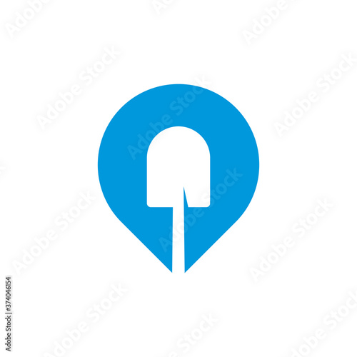 Mining logo template with Point. Stylish monochrome vector illustration.