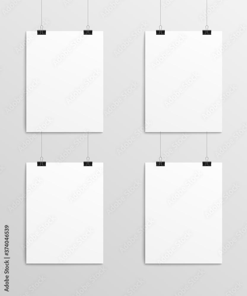 Hanging on wall paper sheets or pictures realistic vector illustration isolated. Hanging on wall paper sheets or pictures realistic vector illustration isolated.