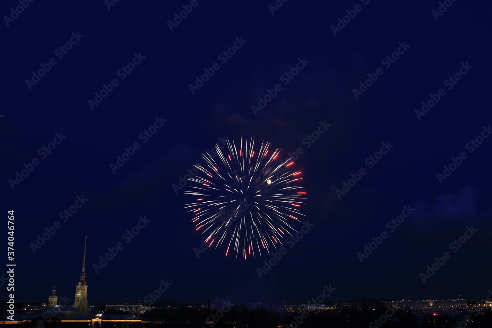 fireworks over the city. Sankt Peterburg fireworks over the city. Sankt Peterburg
