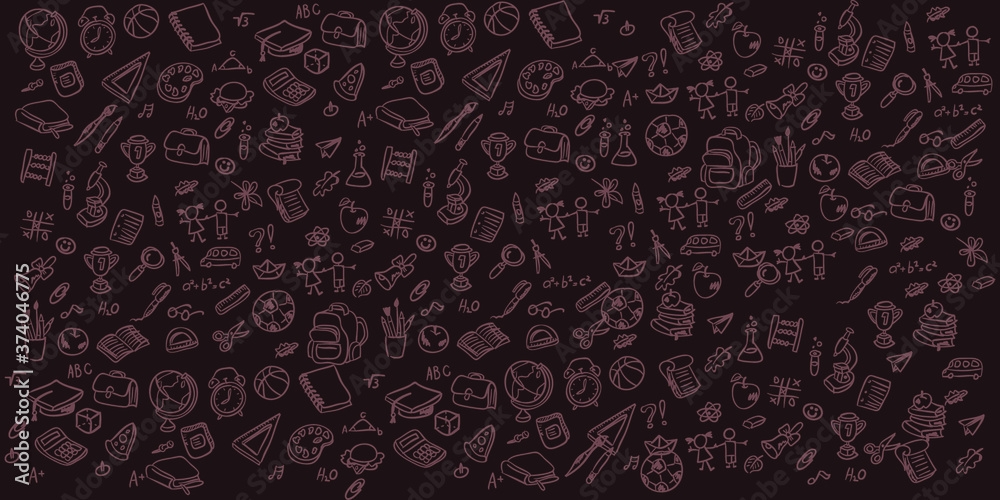 Set of Hand draw Literacy day Doodle backgrounds. Objects around Education. Set of Hand draw Literacy day Doodle backgrounds. Objects around Education.