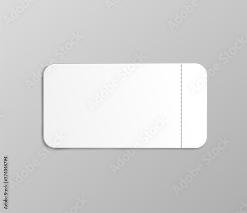 White ticket mockup with small stub perforation line - realistic coupon card