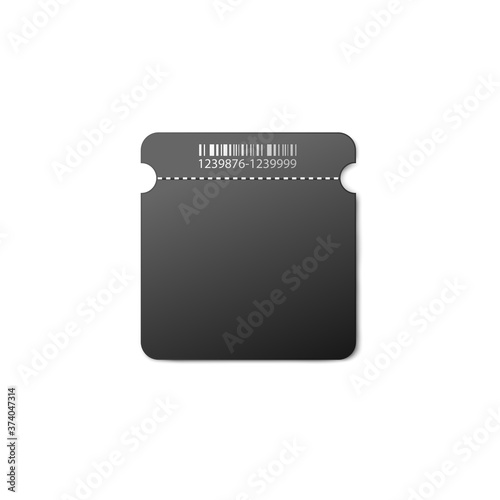 Paper square ticket or coupon realistic vector mockup illustration isolated.