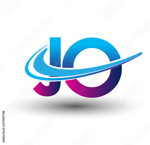 initial letter JO logotype company name colored blue and magenta swoosh design. vector logo for business and company identity.