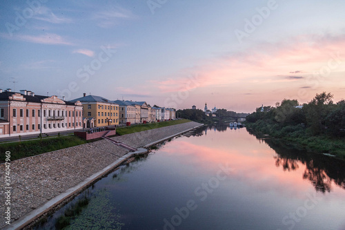 Vologda river sunset embankment cityscape © Дэн Едрышов