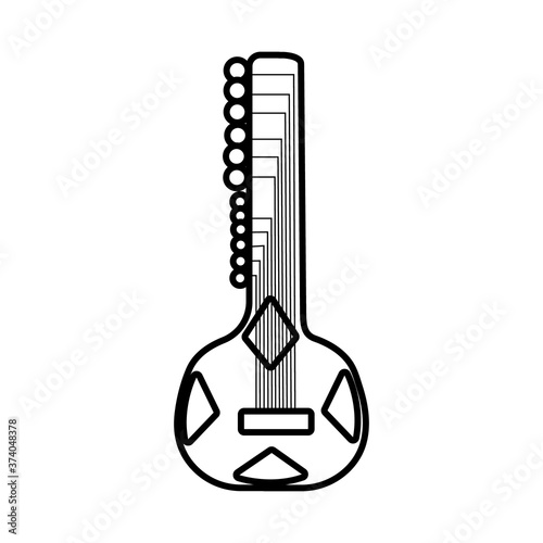 guitar of eleven strings instrument line style icon