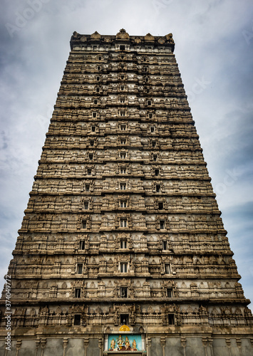 raja gopuram temple entrance at murdeshwar with flat sky