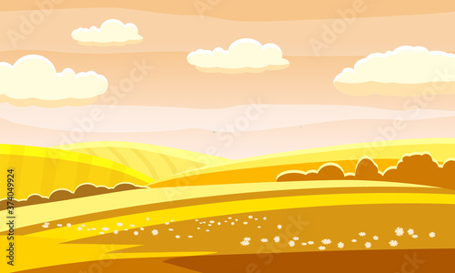 Autumn landscape rural hills meadows fields countryside