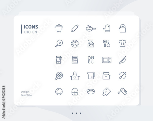 Kitchen line  icon set design template. flat design style minimal vector illustration.