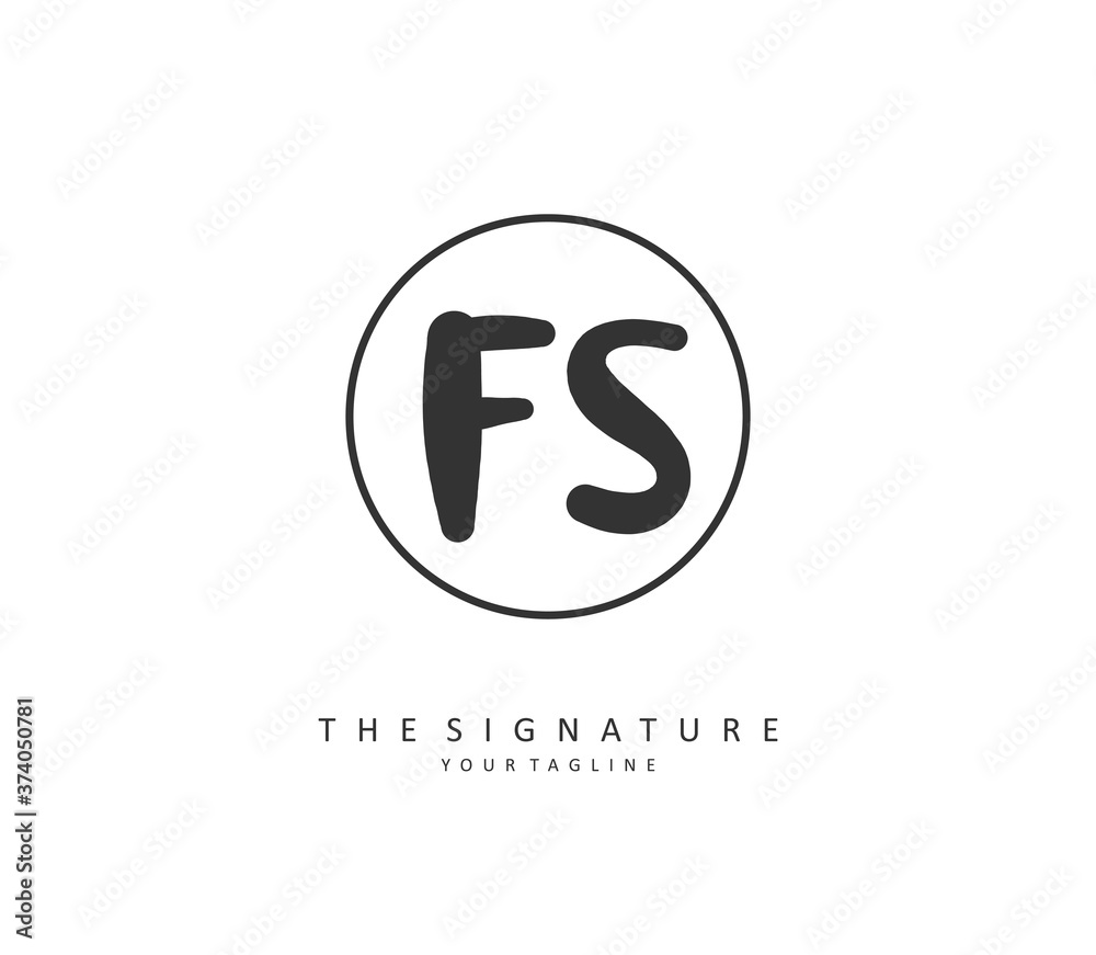 F S FS Initial letter handwriting and signature logo. A concept handwriting initial logo with template element.