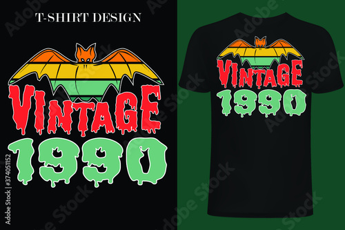 vintage 1990 Halloween vintage t-shirt design.