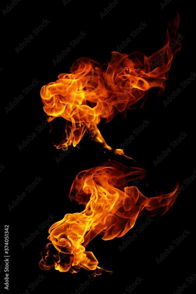 Fire flames black background