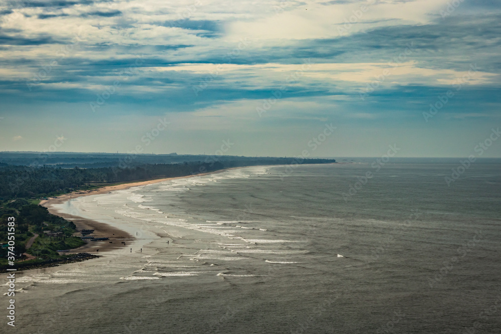 beach isolated in aerial shots with dramatic sky