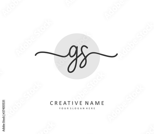 G S GS Initial letter handwriting and signature logo. A concept handwriting initial logo with template element.