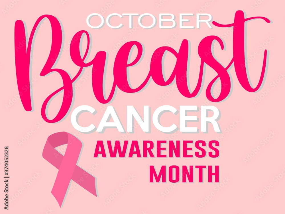 October breast cancer awareness month pink background