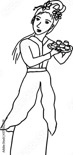 illustration China fairy delivering food