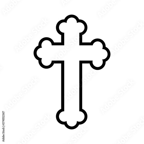 religious cross symbol line style icon