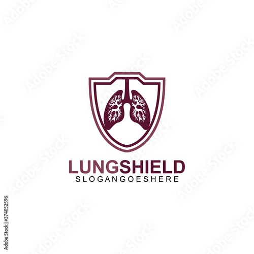 Lung shield logo template design vector, emblem, design concept, creative symbol